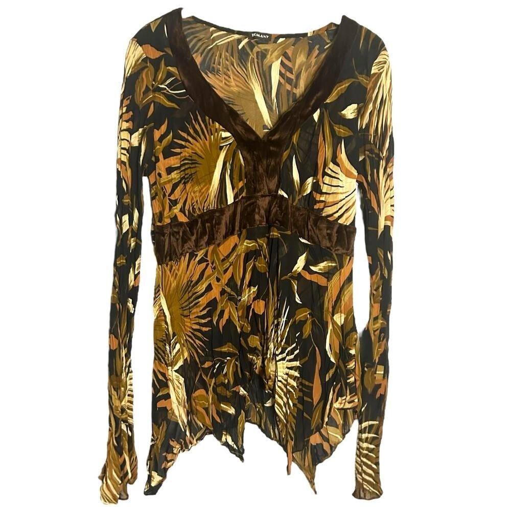 Vintage Y2K brown Patterned Blouse